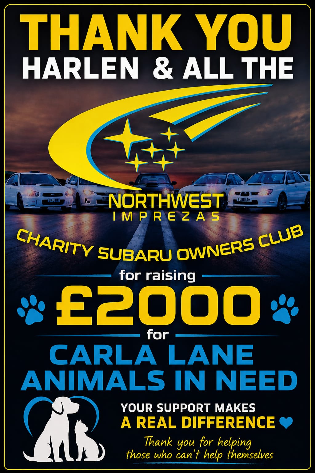 Certification for Carla Lane - North West Imprezas Charity Subaru Owners Club
