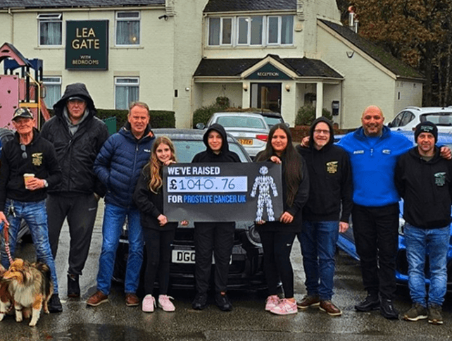 Group Photo with Prostate Cancer Awareness Certificate - North West Imprezas Charity Subaru Owners Club